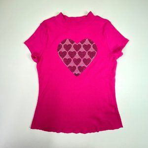 Girls Size XL 14 - 16 Pink & Violet Brand Knit Applique Heart Shape Sequins